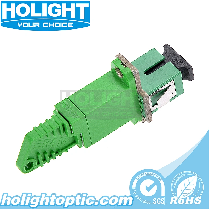 E2000/APC to SC/APC Fiber Optic Adapter with Flange