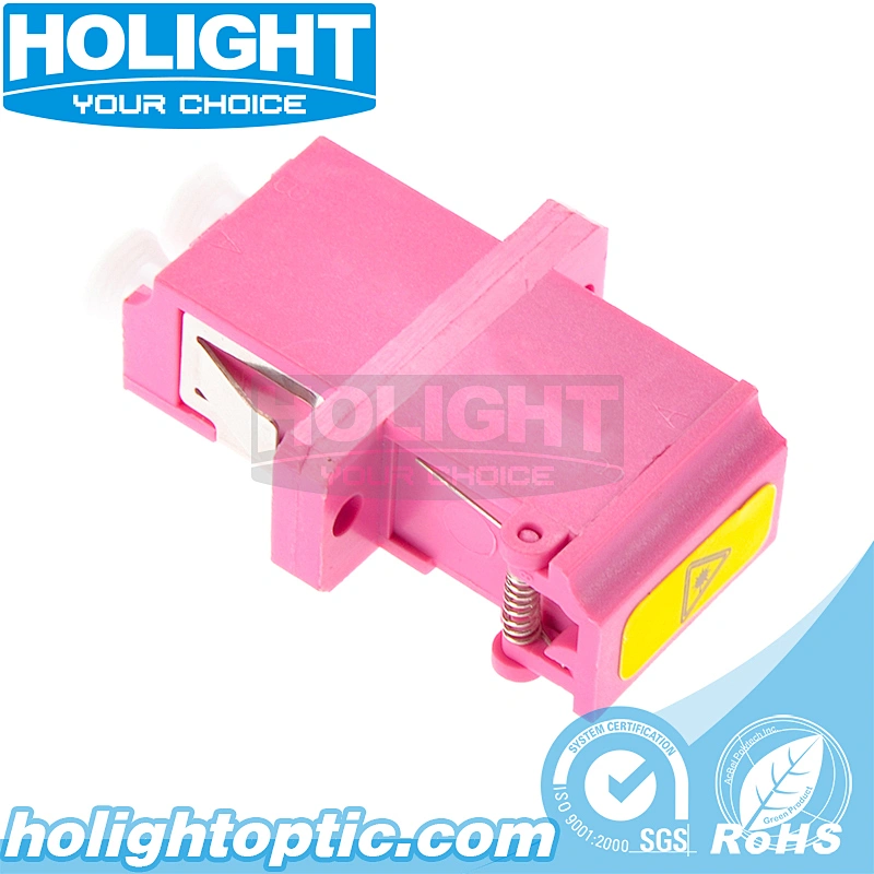 Shutter Adapter LC to LC OM4 Duplex Pink with Flange
