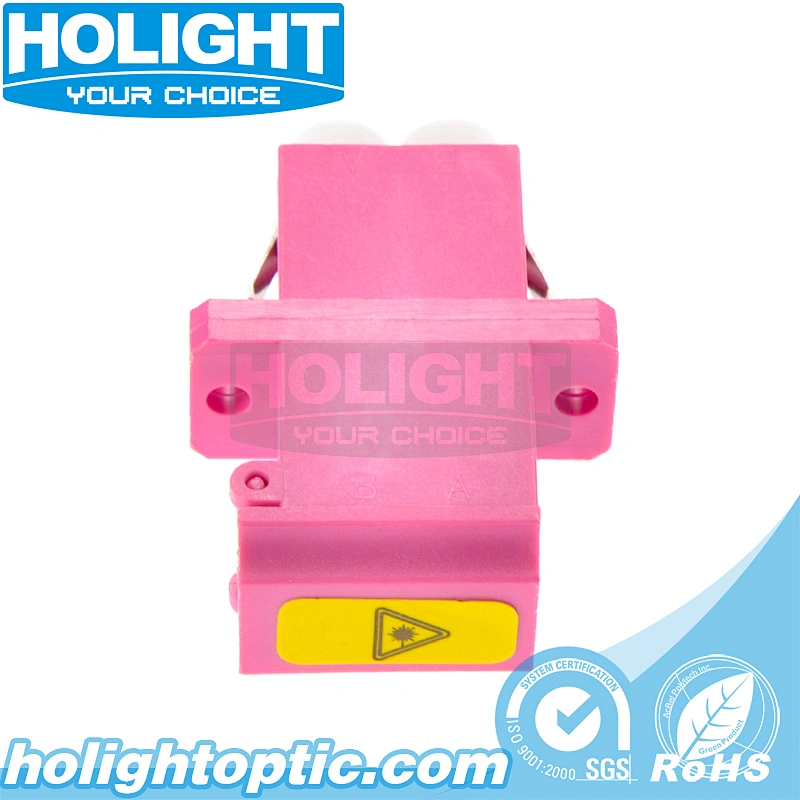 Shutter Adapter LC to LC OM4 Duplex Pink with Flange