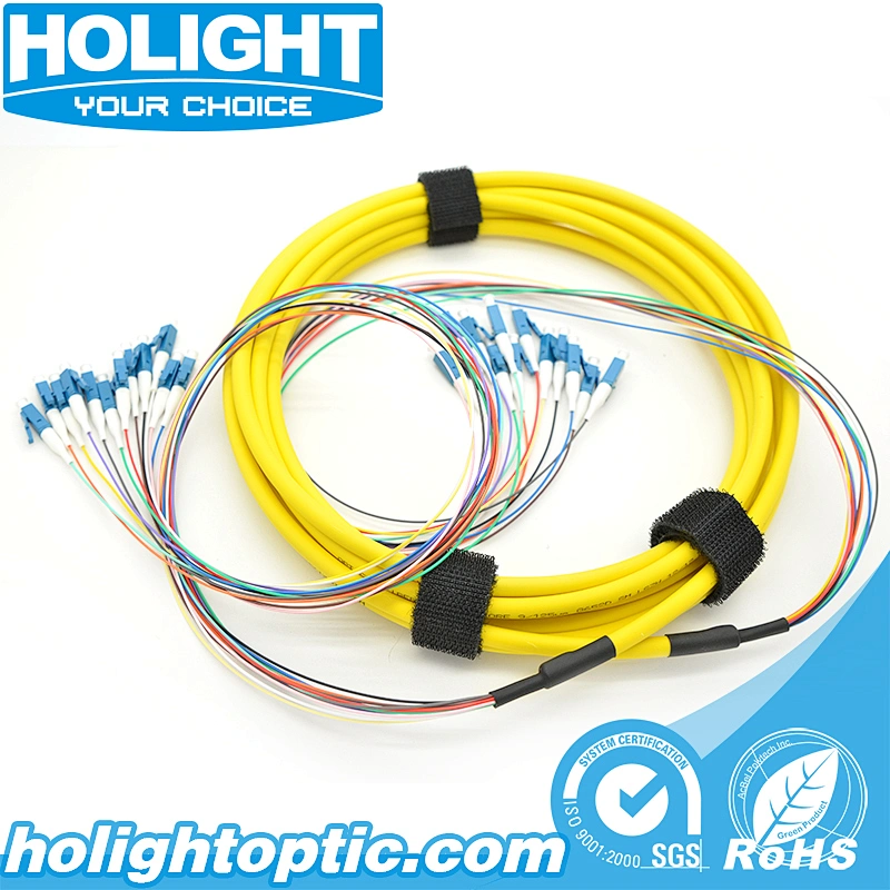 Bundle Fiber Optic Patch Cable LC to LC 12 Core Single Mode Yellow