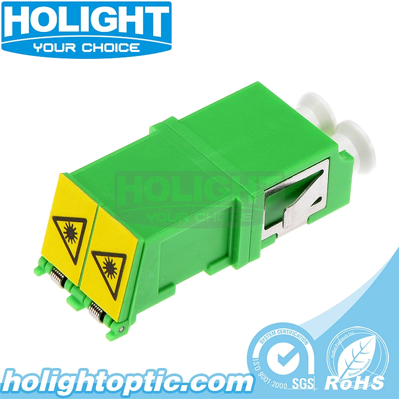 LC/APC Duplex Integrated Fiber Optic Outer Shutter Adapter without Flange