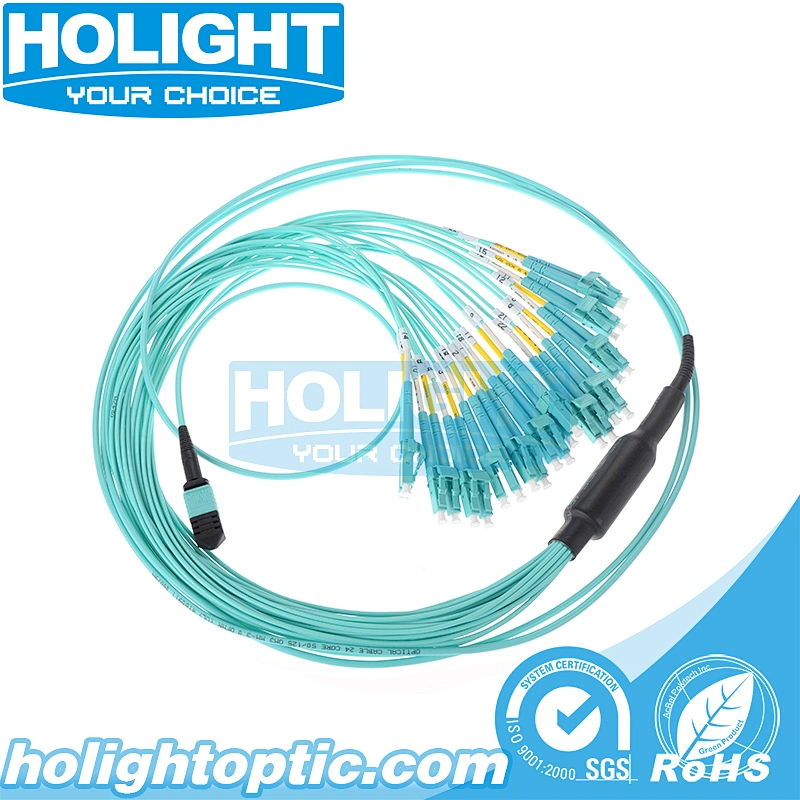 24 Core MPO to LC Multimode OM3 Fiber Optic Patch Cable