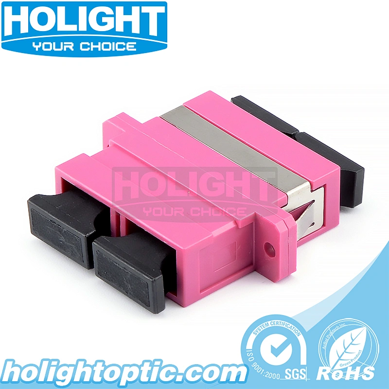 SC to SC Duplex Multimode OM4 Fiber Optic Adapter with Flange