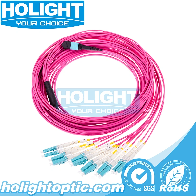 MPO to LC OM4 12 core Bundle Fiber Optic Patch Cable