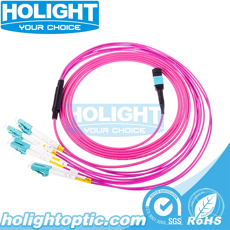 MPO to LC OM4 8 core Bundle Fiber Optic Patch Cable