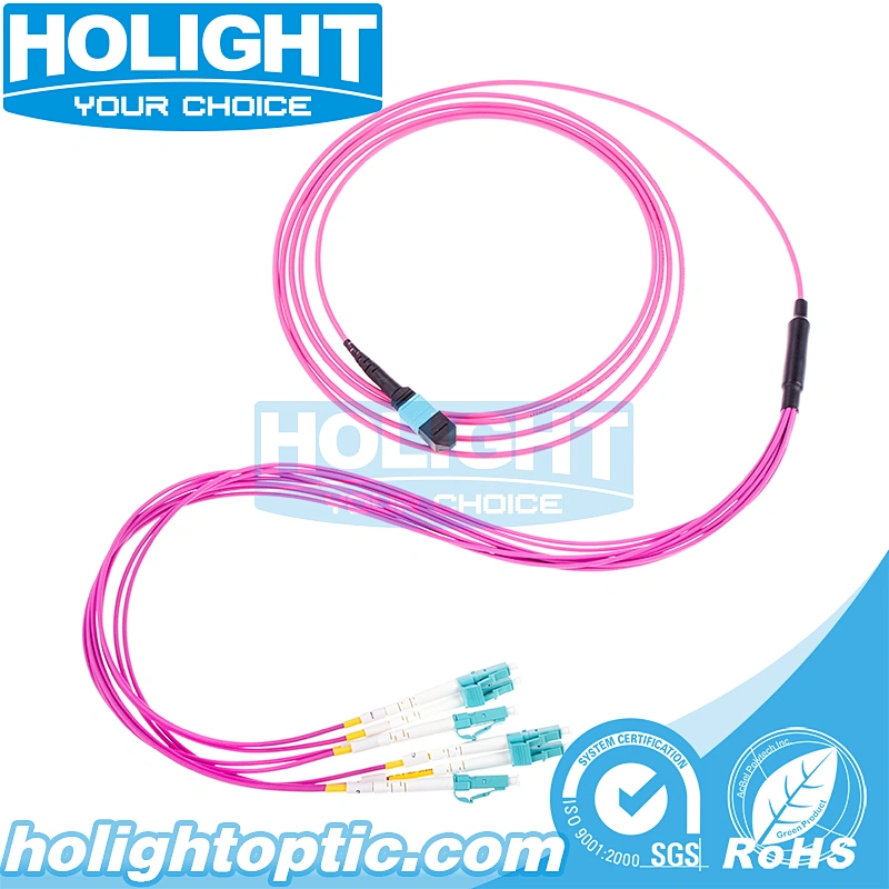 MPO to LC OM4 8 core Bundle Fiber Optic Patch Cable