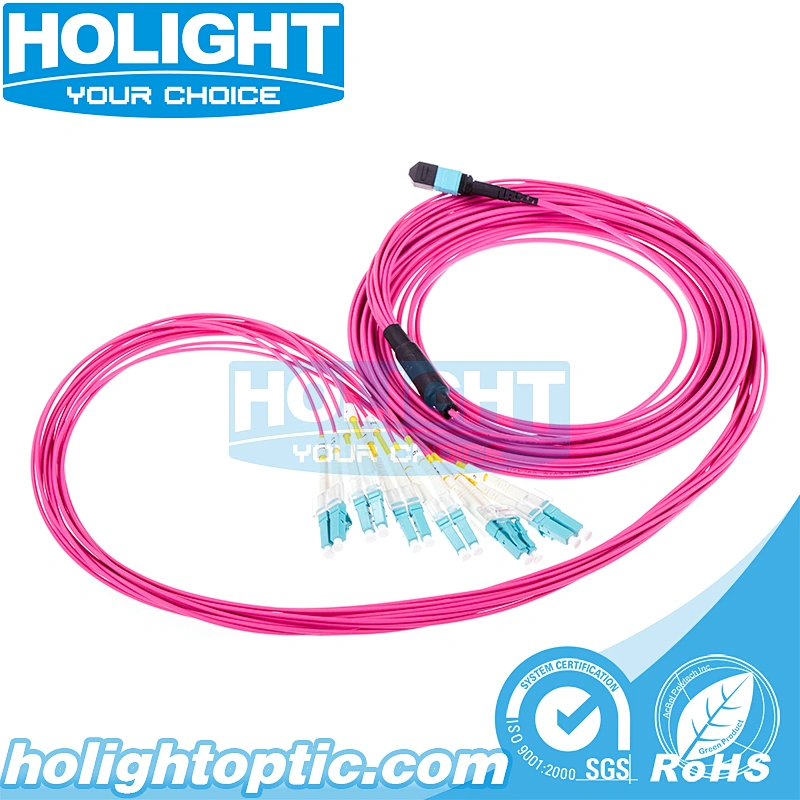 MPO to LC OM4 12 core Bundle Fiber Optic Patch Cable
