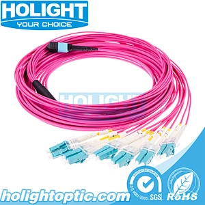 MPO to LC OM4 12 core Bundle Fiber Optic Patch Cable