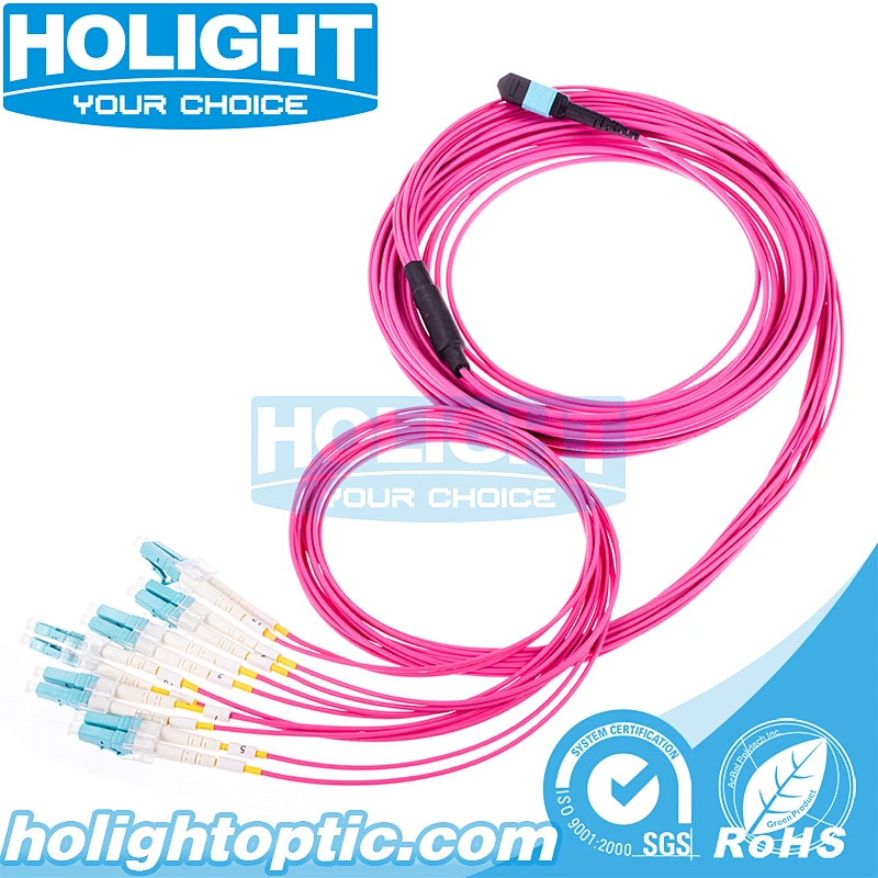 MPO to LC OM4 12 core Bundle Fiber Optic Patch Cable