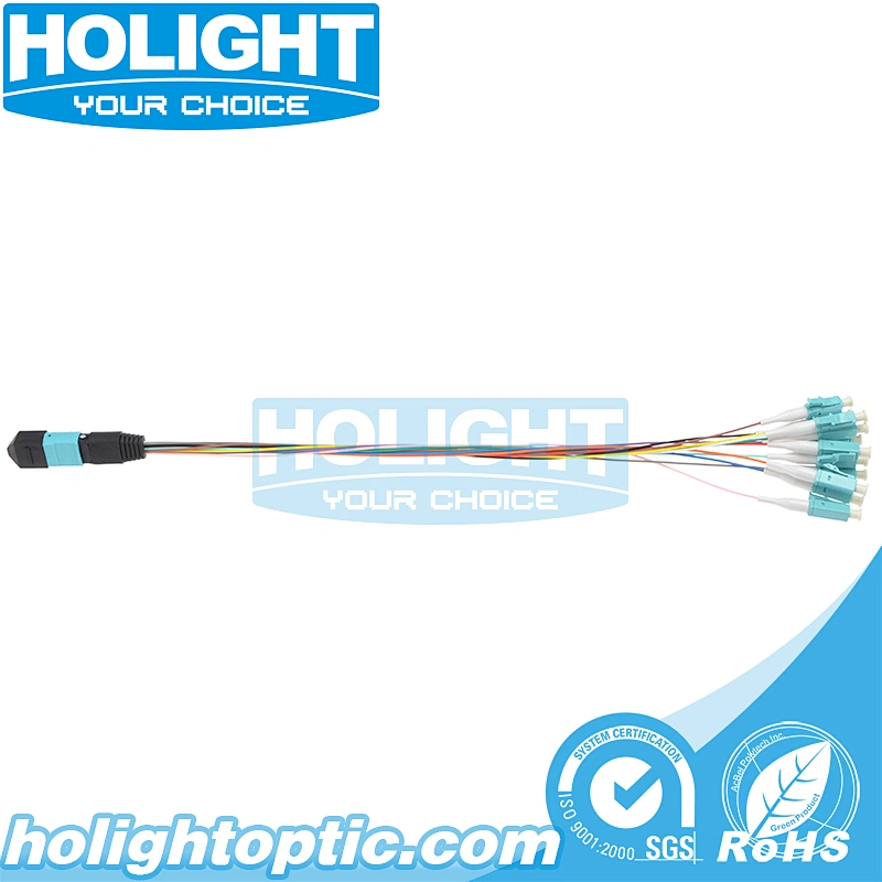 MPO/MTP to LC OM3 12 core ribbon fiber fanout Patch Cord