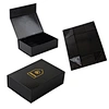 Custom logo luxury black magnetic paper box clothing shoe hair wig satin lining box mailing packaging gift paper boxes