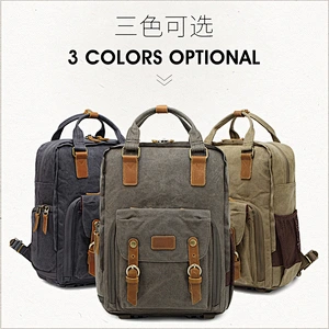 Waterproof Canvas Camera Bag Retro Travel Backpack