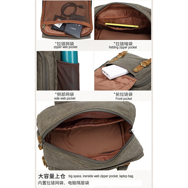 Waterproof Canvas Camera Bag Retro Travel Backpack