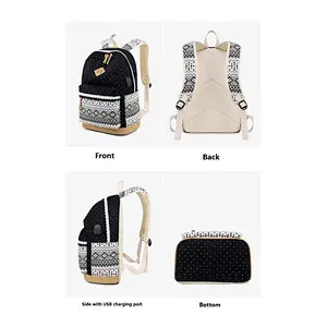 Cotton Canvas school bag with lunch bag and pencil case