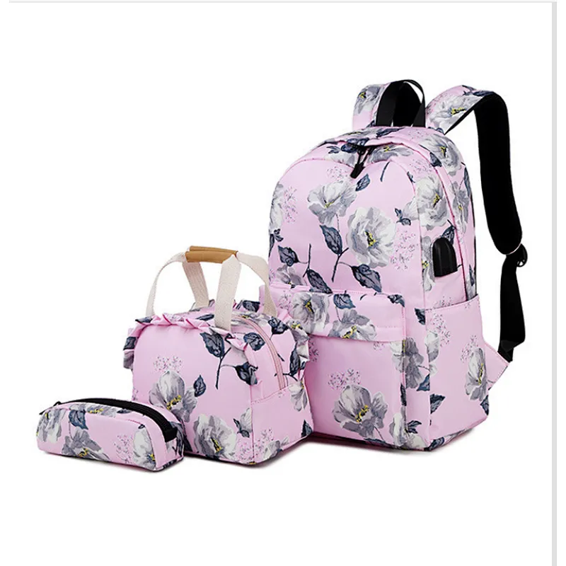 3 in 1 School bag with lunch tote bag and pencil case