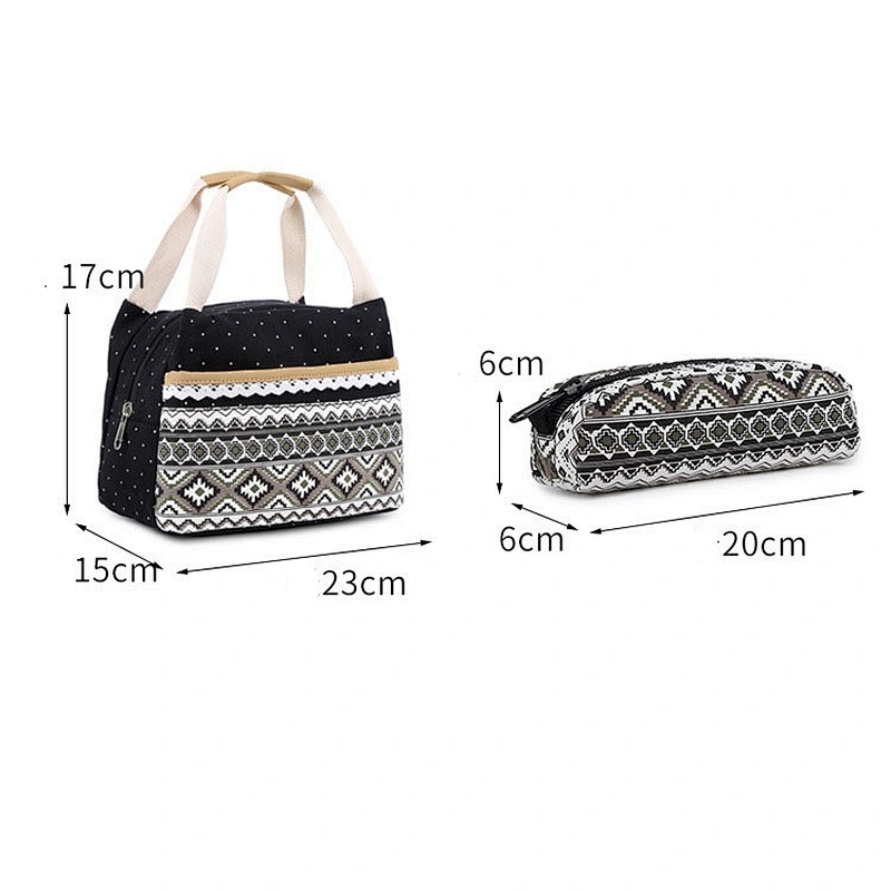 Cotton Canvas school bag with lunch bag and pencil case