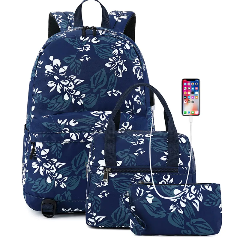 3 in 1 School bag with lunch tote bag and pencil case