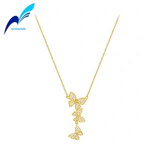 Gold Butterfly Diamond Charm Necklace