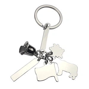 Classical Swiss Flag and Cow Keychain