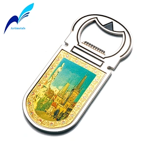Silver Foil Design Bottle Opener Fridge Magnet