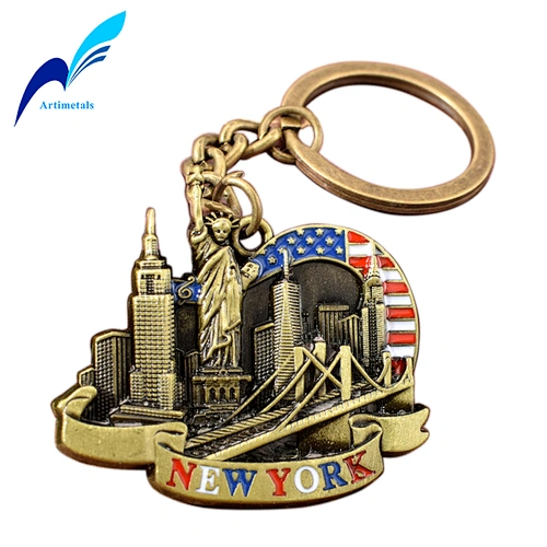 Antique Brass New York Keychain