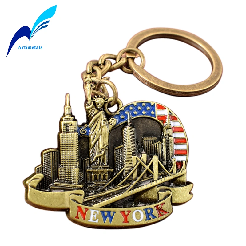 Antique Brass New York Keychain
