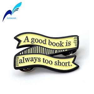 Hotsale Custom Soft Enamel Black Text Book Lapel Pin
