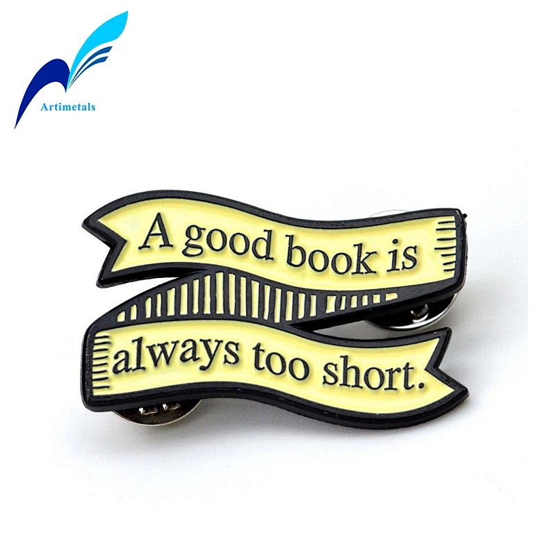 Hotsale Custom Soft Enamel Black Text Book Lapel Pin