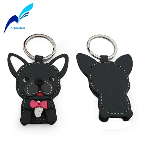 Popular Leather French Bulldog Keychain
