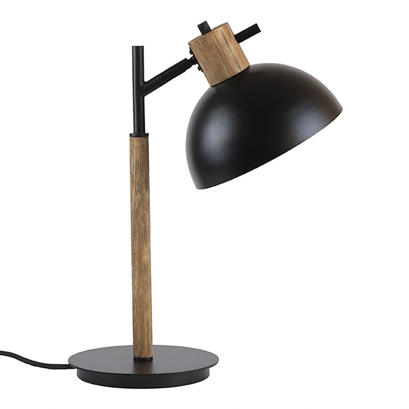 Wood and metal table lamp
