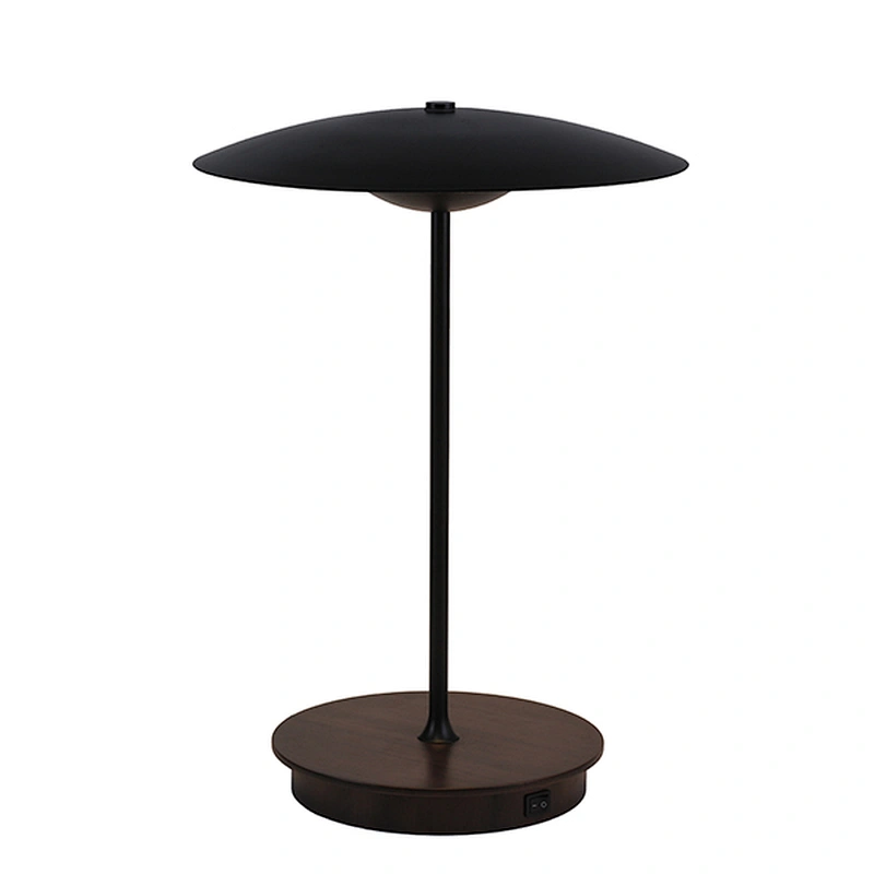 FW-fruitwood finish round metal LED table lamp