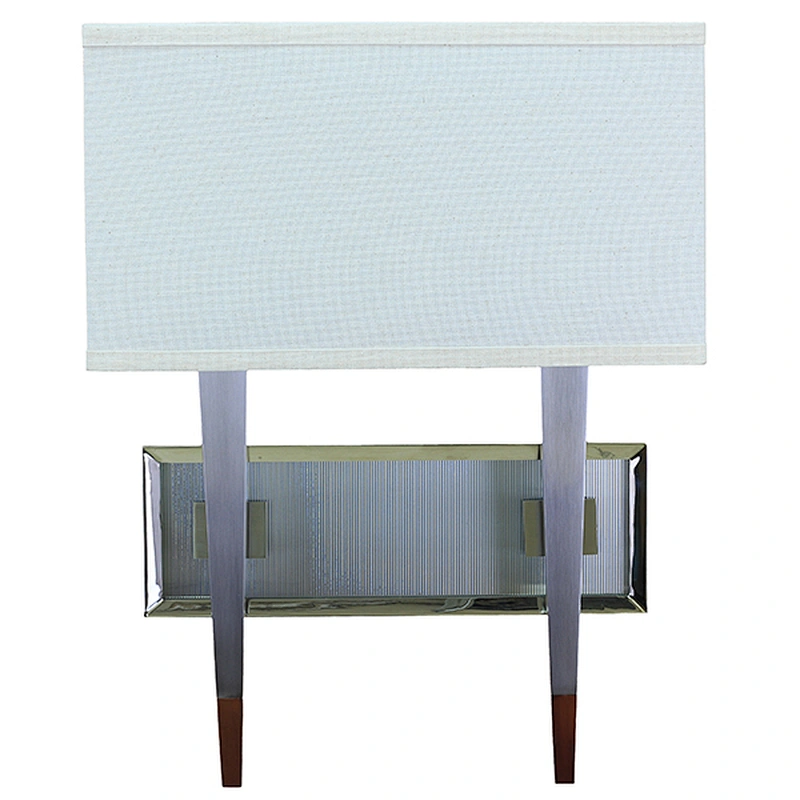 Striated glass brushed nickel plated metal wall lamp