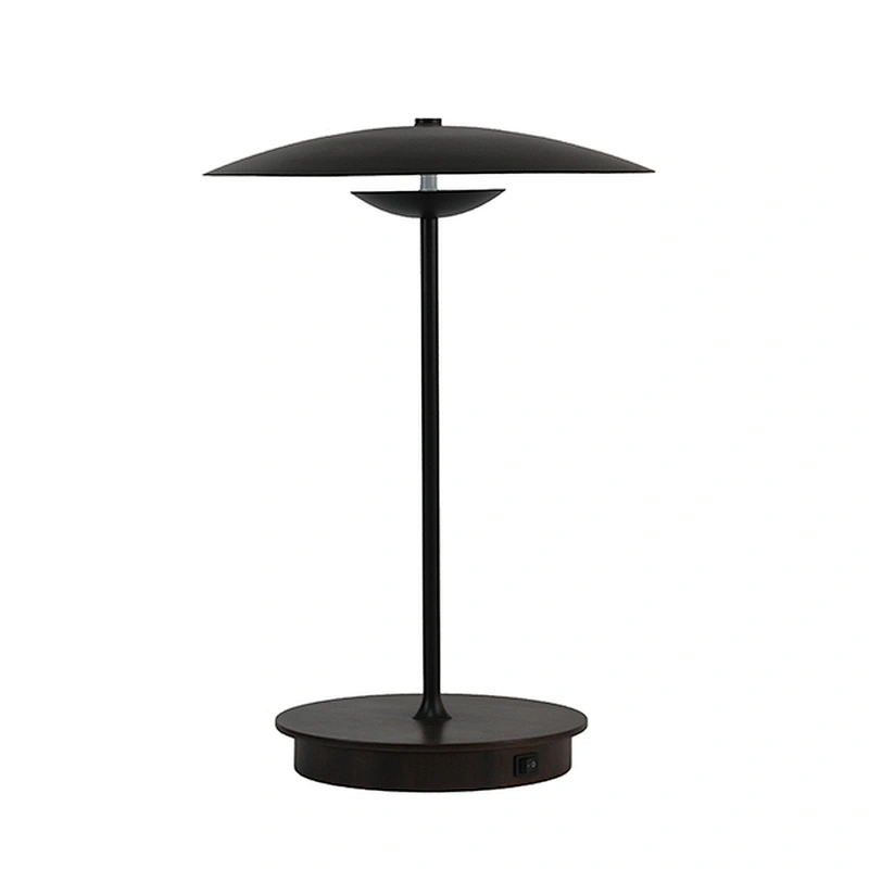 FW-fruitwood finish round metal LED table lamp