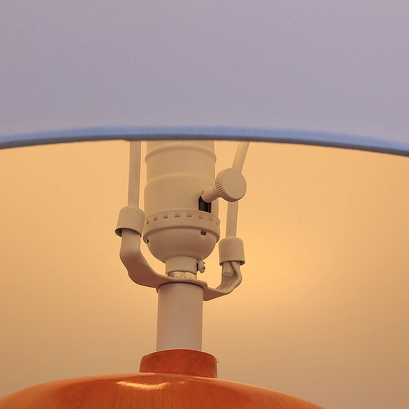 Teal gradient poly lamp body with white linen shade table lamp