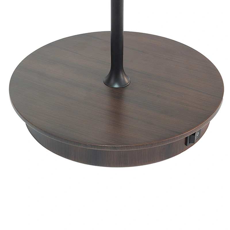 FW-fruitwood finish round metal LED table lamp