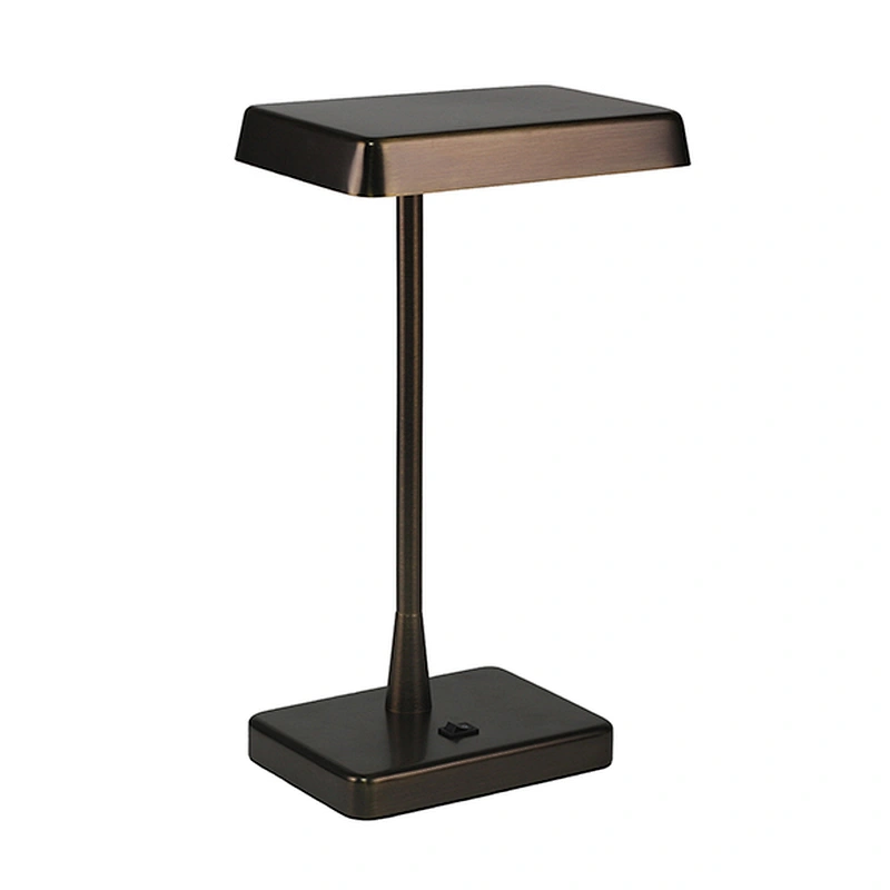 Rectangle umber bronze metal LED table lamp