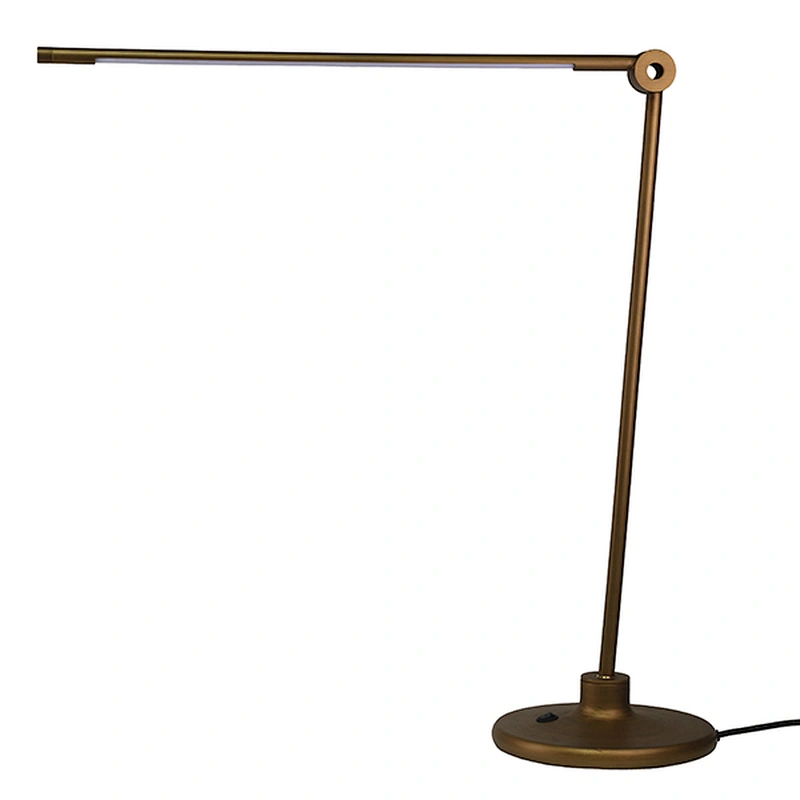Adjustable antique brass metal LED table lamp