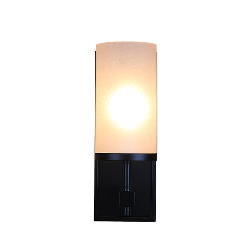 Bronze matte powder coat lamp body and frosted seeded glass shade wall lamp