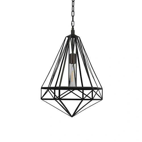 Dark bronze crystal shape metal pendant lamp