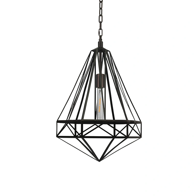 Dark bronze crystal shape metal pendant lamp