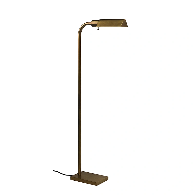 Antique brass metal floor lamp