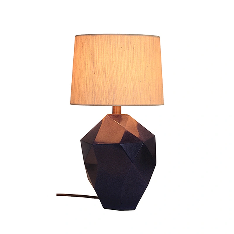 Blue polygonal ceramic table lamp