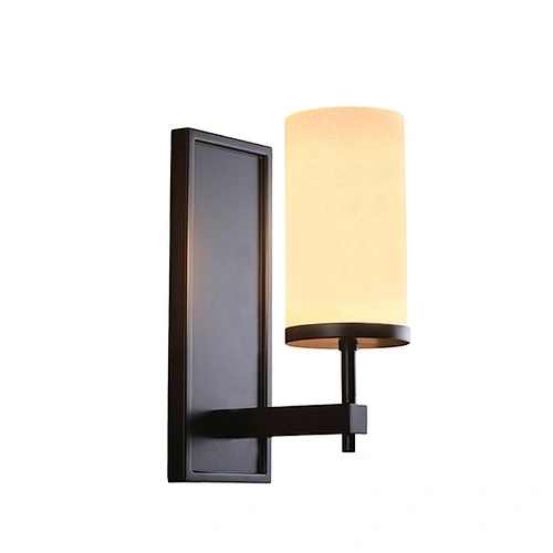 Bronze matte powder coat lamp body and frosted seeded glass shade wall lamp