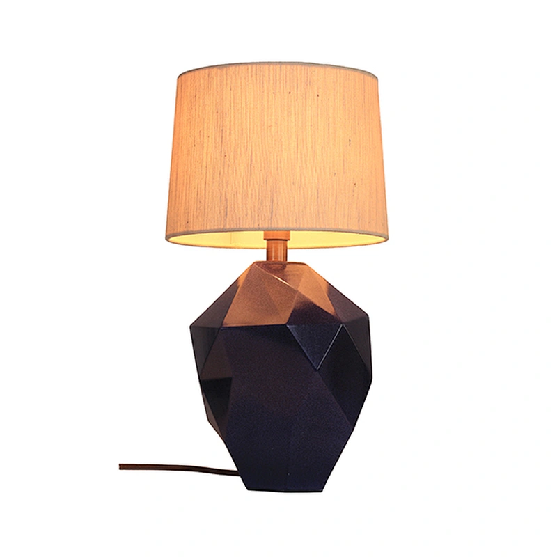 Blue polygonal ceramic table lamp