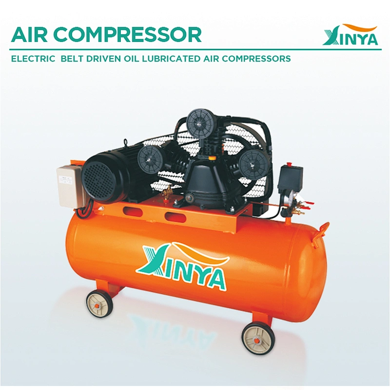 XINYA 3 pistons 2 stages portable small belt driven air compressor on wheel 100L  (XY3065AT-100)