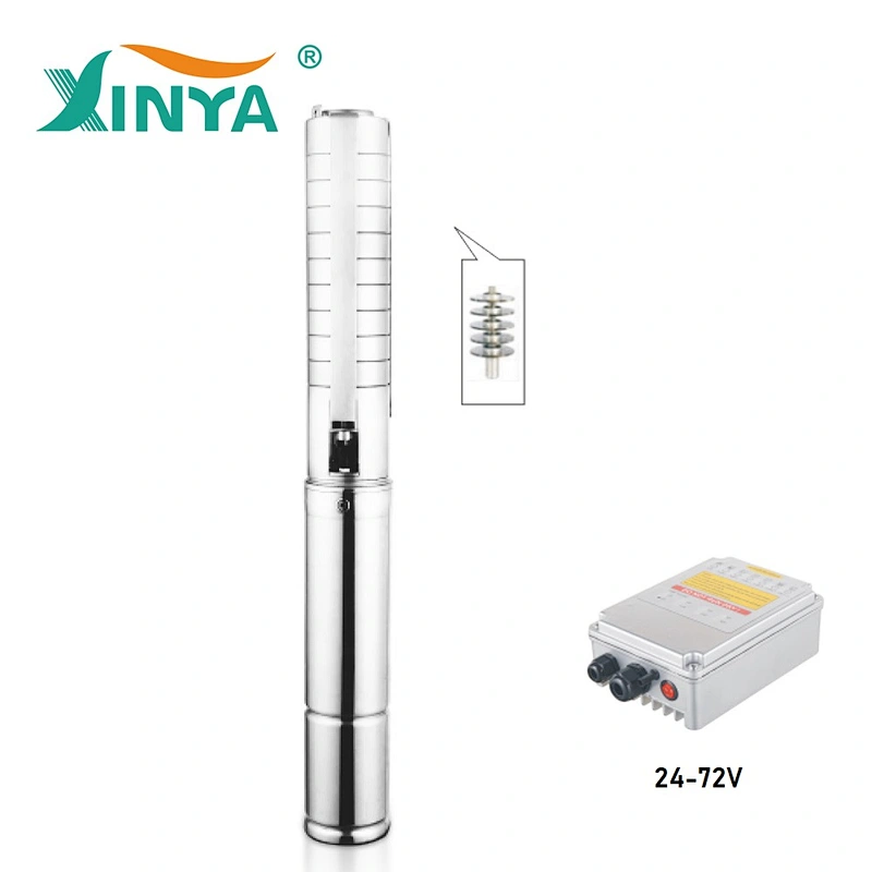 XINYA DC SS impeller deep well solar pump for clean water (3SPSC4.5/55-D48/600)