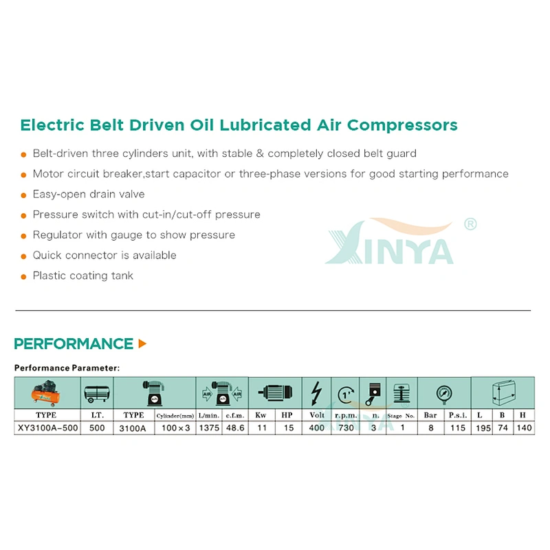 XINYA 15hp 100mm three pistons belt driven air compressor pump cylinder head (XY3100A)