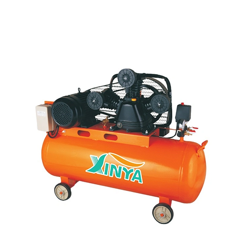 XINYA 3 pistons 2 stages portable small belt driven air compressor on wheel 100L  (XY3065AT-100)