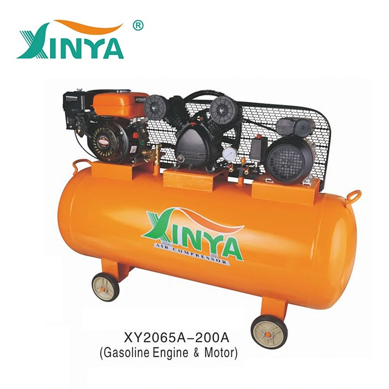XINYA 230V 200L portable belt driven gasoline engine motor air compressor (XY2065A-200A)