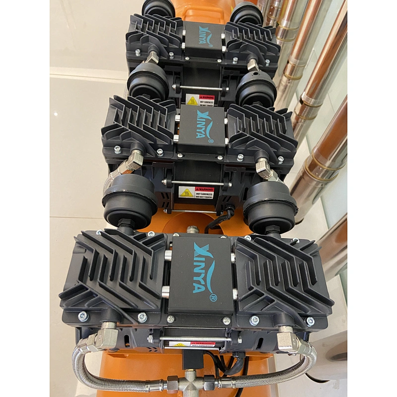 XINYA 8bar 120L 220V/380V 4 motors mute oil free air compressors for Food Industry (XY438-120)
